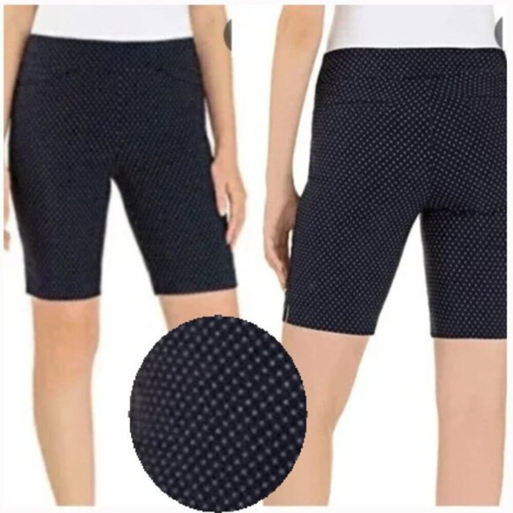 Hilary Radley Navy Blue Polka Dot Bermuda Shorts